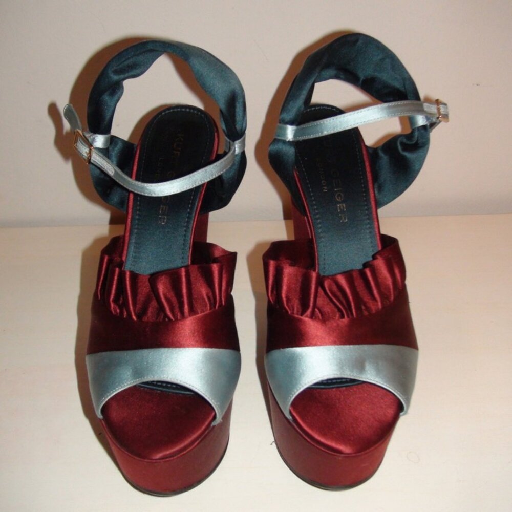 Kurt Geiger London Giraffe Peep Toe Satin Platform Wedge Sandal